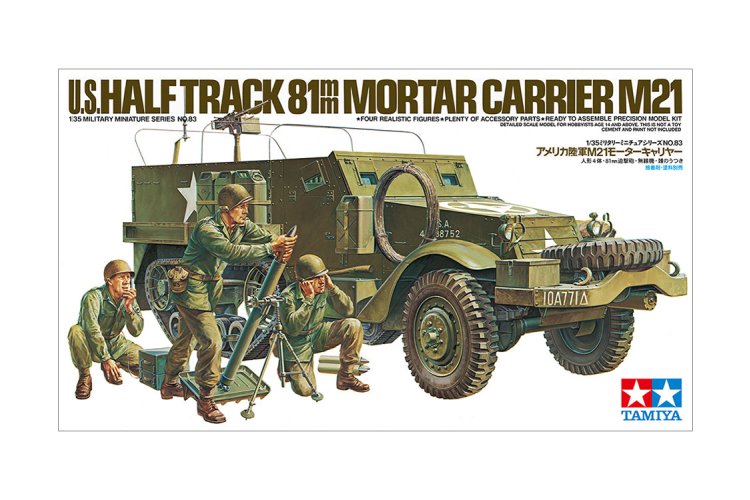 1:35 Tamiya MM183 M21 81 mm Mortar Carrier WWII - Amerikaanse Halfrups Mortierdrager met 4 Figuren - Tam35083 1 - TAM35083