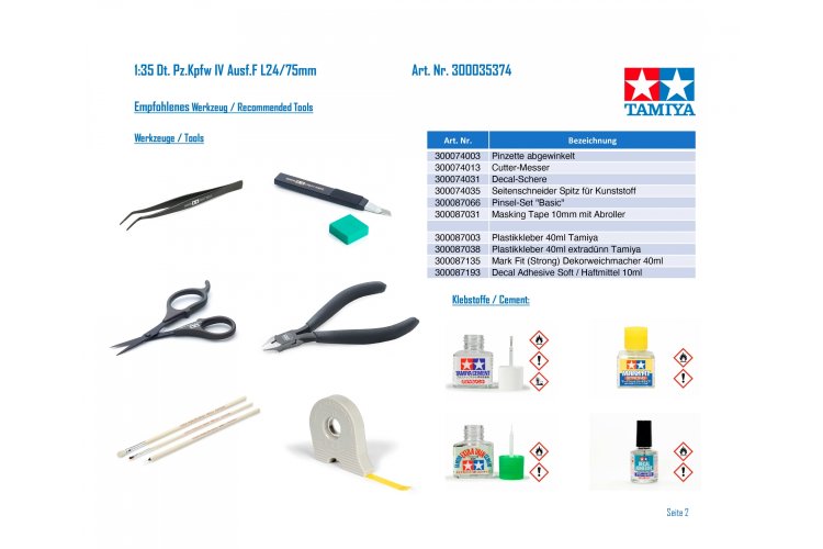 1:35 Tamiya 35374 German Panzerkampfwagen Battle Tank IV F L24/75mm - Tam35374 3 - TAM35374