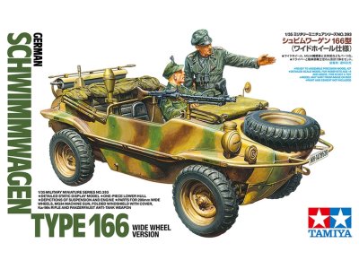1:35 Tamiya 35393 Volkswagen Schwimmwagen Type 166 Wide Wheel Version WWII &ndash; 2 Figures &ndash; German Amphibious Vehicle - Tam35393 1 - TAM35393