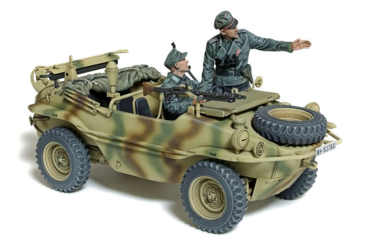1:35 Tamiya 35393 Volkswagen Schwimmwagen Type 166 Wide Wheel Version WWII &ndash; 2 Figures &ndash; German Amphibious Vehicle - Tam35393 2 - TAM35393