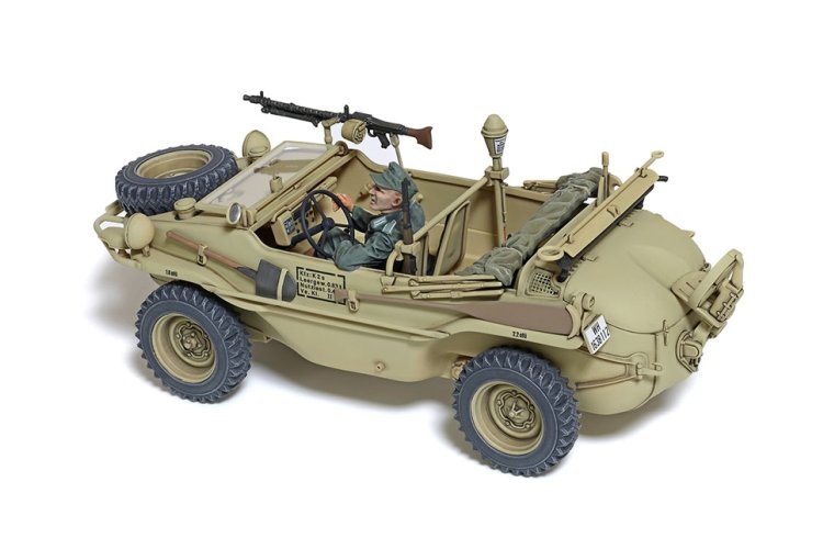 1:35 Tamiya 35393 Volkswagen Schwimmwagen Type 166 Wide Wheel Version WWII &ndash; 2 Figures &ndash; German Amphibious Vehicle - Tam35393 6 - TAM35393