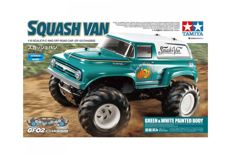 1:10 Tamiya 47497 RC Squash Van 4WD GF-02 met in Kleur gespoten Body - Tam47497 1 - TAM47497