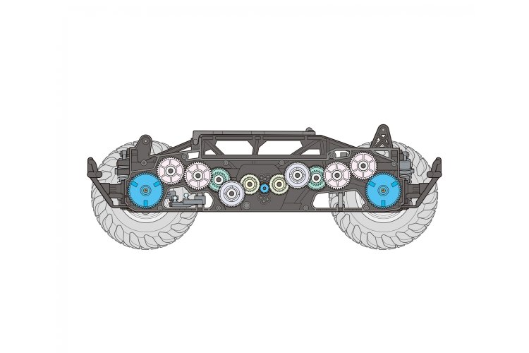 1:10 Tamiya 47497 RC Squash Van 4WD GF-02 met in Kleur gespoten Body - Tam47497 8 - TAM47497