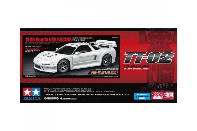 1:10 Tamiya 47506 RC 1998 Honda NSX Racing - TT-02 - met Witte Body - Auto - Tam47506 1 - TAM47506