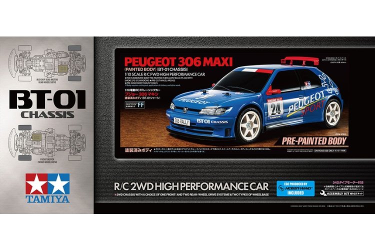 1:10 Tamiya 47513 RC Auto - Peugeot 306 Maxi - BT-01 - Voorgelakte Carrosserie - Tam47513 1 - TAM47513