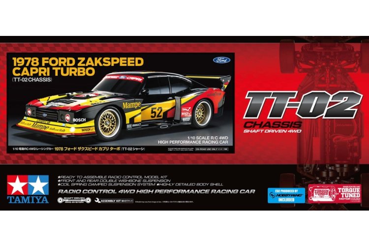 1:10 Tamiya 47526 RC Auto - 1978 Ford Zakspeed Capri Turbo Mampe - TT-02 Chassis - Tamiya Cup NL Certificaat - Tam47526 1 - TAM47526