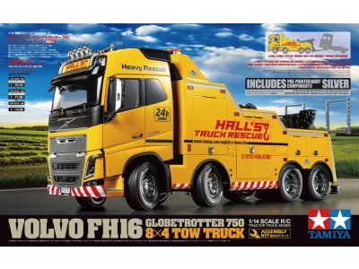 1:14 Tamiya 47528 RC Vrachtwagen - Volvo FH16 Globetrotter 750 8x4 Sleepwagen - Pre-painted - Tam47528 1 - TAM47528