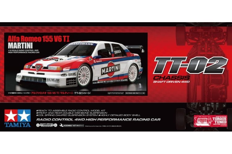 1:10 Tamiya 58606 RC  Alfa Romeo 155 V6 TI Martini - TT-02 - Certificaat - Tam58606 2 - TAM58606