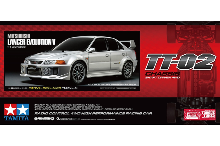 1:10 Tamiya 58713 RC Mitsubishi Lancer Evo V TT-02 - Tam58713aa 1 - TAM58713