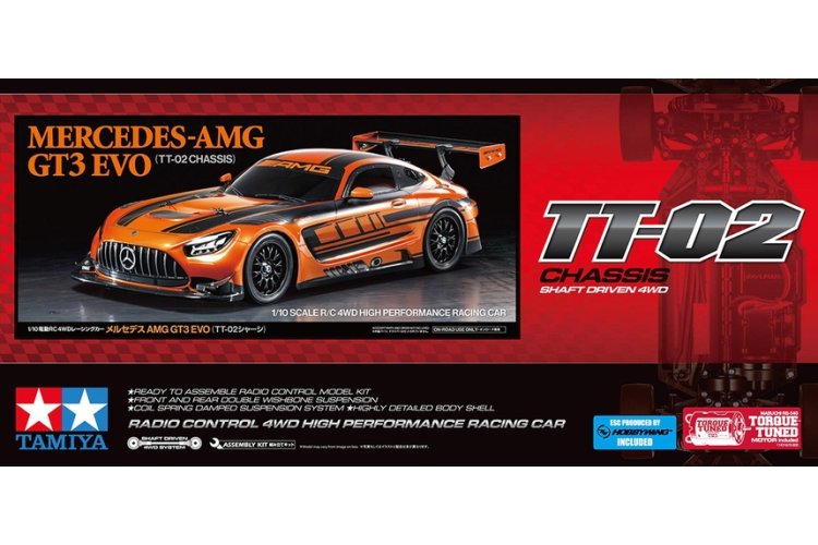 1:10 Tamiya 58750 RC Auto - Mercedes-Amg GT3 Evo - TT-02 - Tam58750 1 - TAM58750