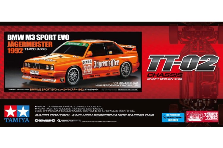 1:10 Tamiya 58760 RC Car &ndash; BMW M3 Sport Evo J&auml;germeister 1992 &ndash; TT-02 Chassis - Tam58760 1 - TAM58760