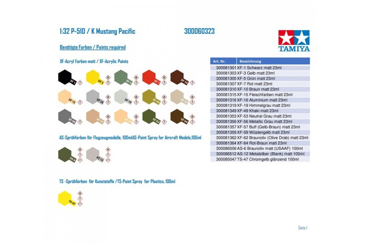 1:32 Tamiya 60323 North American P-51D/K Mustang &ndash; Pacific Theater &ndash; WWII Fighter Aircraft &ndash; Propeller Plane - Tam60323 13 - TAM60323