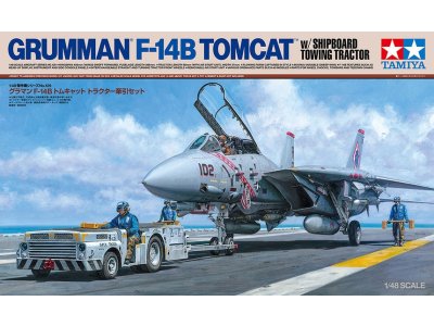 1:48 Tamiya 61129 Grumman F-14B Tomcat met Vliegdeksleeptractor - Amerikaans Marinejachtvliegtuig - Tam61129 1 - TAM61129
