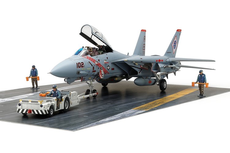 1:48 Tamiya 61129 Grumman F-14B Tomcat met Vliegdeksleeptractor - Amerikaans Marinejachtvliegtuig - Tam61129 2 - TAM61129