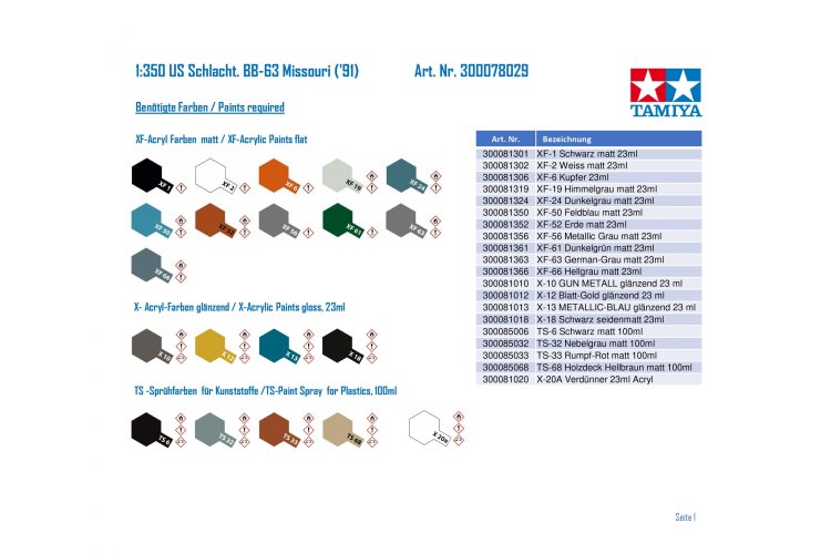 1:350 Tamiya 78029 US Schlacht. BB-63 Missouri ('91) - Tam78029 4 - TAM78029