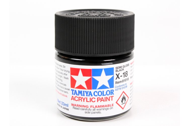Tamiya X-18 Black - Satin - Acryl - 23ml - Tam81018 1 - TAM81018
