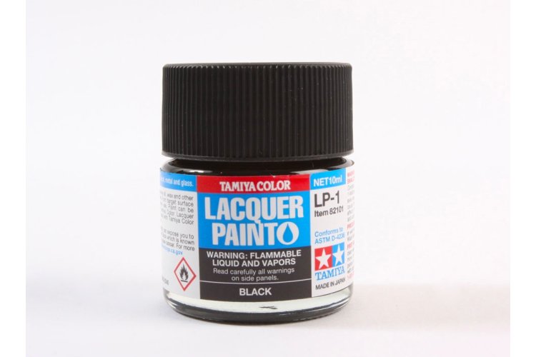 Tamiya LP-1 Black - Gloss - Lacquer Paint - 10ml - Tam82101 xs 1 - TAM82101-XS