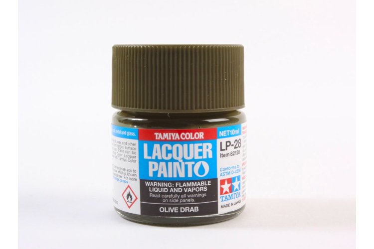Tamiya LP-28 Olive Drab 1 - Matt - Lacquer Paint - 10ml - Tam82128 xs 1 - TAM82128-XS