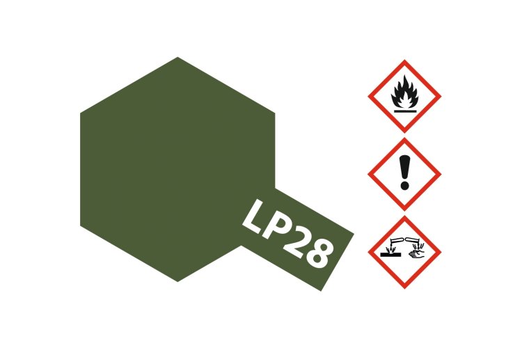 Tamiya LP-28 Olive Drab 1 - Matt - Lacquer Paint - 10ml - Tam82128 xs 2 - TAM82128-XS