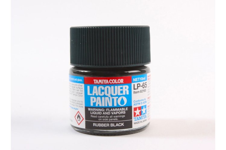 Tamiya LP-65 Rubber Black - Matt - Lacquer Paint - 10ml - Tam82165 xs 1 - TAM82165-XS