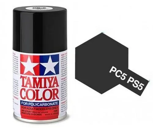 Tamiya PS-5 Zwart voor Lexan/Polycarbonaat &ndash; Glans &ndash; Acrylspray &ndash; 100ml - Tam86005 1 - TAM86005