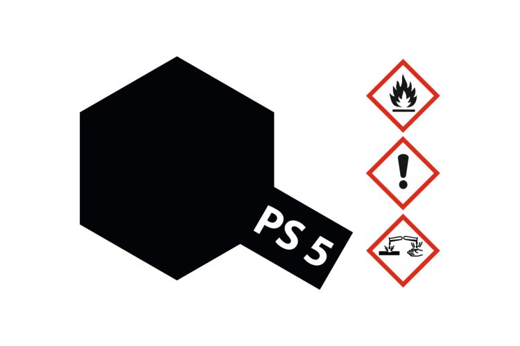 Tamiya PS-5 Zwart voor Lexan/Polycarbonaat &ndash; Glans &ndash; Acrylspray &ndash; 100ml - Tam86005 3 - TAM86005