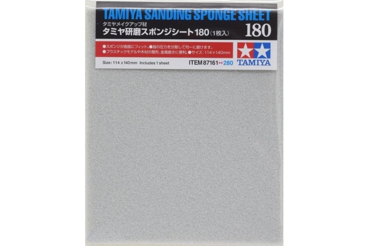 Tamiya 87161 Sanding Sponge Sheet #180 - Tam87161 1 - TAM87161-XS