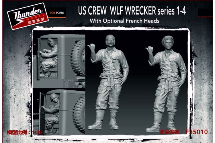 1:35 Thunder Model F35010 US Crew WLF Wrecker Series 1&ndash;4 &ndash; Optional French Heads &ndash; 2 Figures - Thmf35010 1 - THMF35010