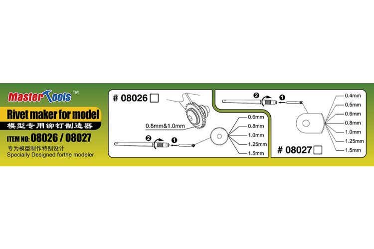 MasterTools 08027 Rivet Maker voor Modelbouw - Set #2 - Tmt08027 xs 4 - TMT08027-XS