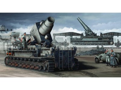 1:35 Trumpeter 00208 M&ouml;rser Karl-Ger&auml;t 040/041 Initial Version on Railway Transport Wagon WWII &ndash; German Heavy Mortar - Tru00208 1 - TRU00208