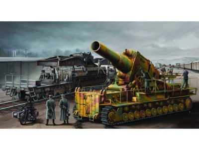 1:35 Trumpeter 00209 M&ouml;rser Karl-Ger&auml;t 040/041 on Railway Transport Wagon WWII &ndash; German Heavy Mortar - Tru00209 1 - TRU00209