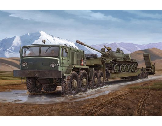 1:35 Trumpeter 00211 MAZ-537G met MAZ/ChMZAP-5247G Oplegger Intermediate Type - Sovjet Zware Transporttruck - Tru00211 1 - TRU00211