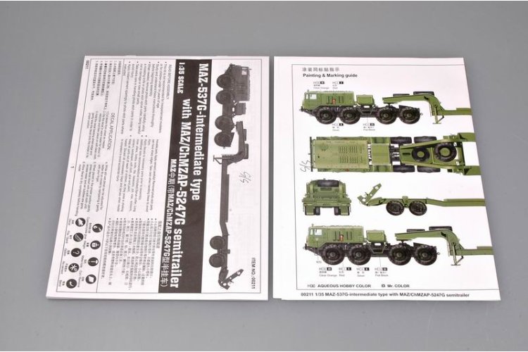 1:35 Trumpeter 00211 MAZ-537G met MAZ/ChMZAP-5247G Oplegger Intermediate Type - Sovjet Zware Transporttruck - Tru00211 13 - TRU00211