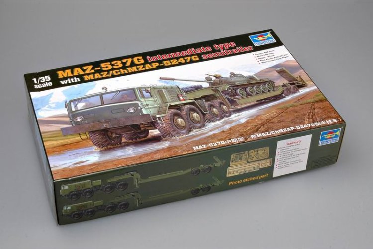 1:35 Trumpeter 00211 MAZ-537G met MAZ/ChMZAP-5247G Oplegger Intermediate Type - Sovjet Zware Transporttruck - Tru00211 2 - TRU00211