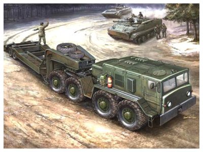 1:35 Trumpeter 00212 MAZ-537G met MAZ/ChMZAP-5247G Oplegger Late Production Type - Sovjet Zware Transporttruck - Tru00212 1 - TRU00212