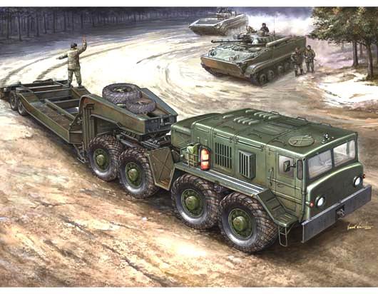 1:35 Trumpeter 00212 MAZ-537G met MAZ/ChMZAP-5247G Oplegger Late Production Type - Sovjet Zware Transporttruck - Tru00212 1 - TRU00212