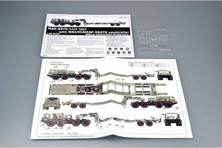 1:35 Trumpeter 00212 MAZ-537G met MAZ/ChMZAP-5247G Oplegger Late Production Type - Sovjet Zware Transporttruck - Tru00212 8 - TRU00212