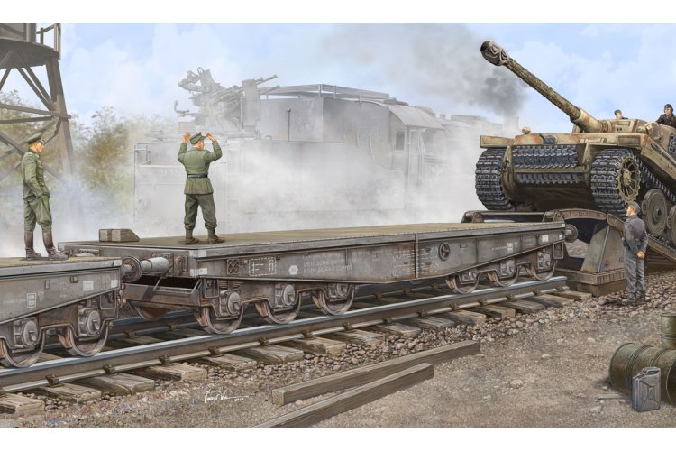 1:35 Trumpeter 00221 Schwere Plattformwagen Type SSyms 80 WWII - Duitse Zware Spoorwagon - Tru00221 1 - TRU00221