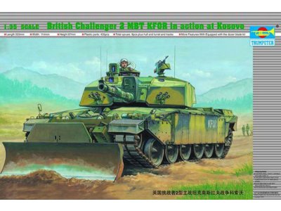 1:35 Trumpeter 00345 Challenger 2 MBT &ndash; KFOR Kosovo with Dozer Blade &ndash; British Main Battle Tank - Tru00345 1 - TRU00345