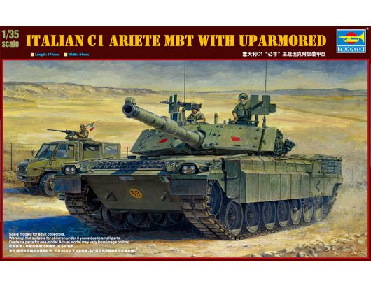 1:35 Trumpeter 00394 C1 Ariete MBT met Extra Bepantsering - Italiaanse Hoofdgevechtstank - Tru00394 1 - TRU00394
