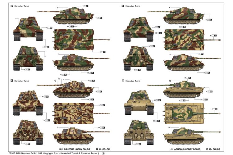 1:16 Trumpeter 00910 Duitse Sd.Kfz. 182 King Tiger 2-in-1 WWII - Henschel & Porsche Turret - Zware Tank - Tru00910 4 - TRU00910