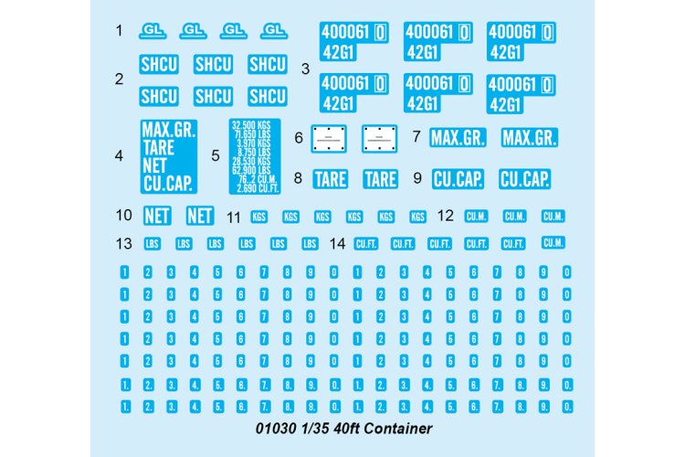 1:35 Trumpeter 01030  40FT Container - Tru01030decals - TRU01030