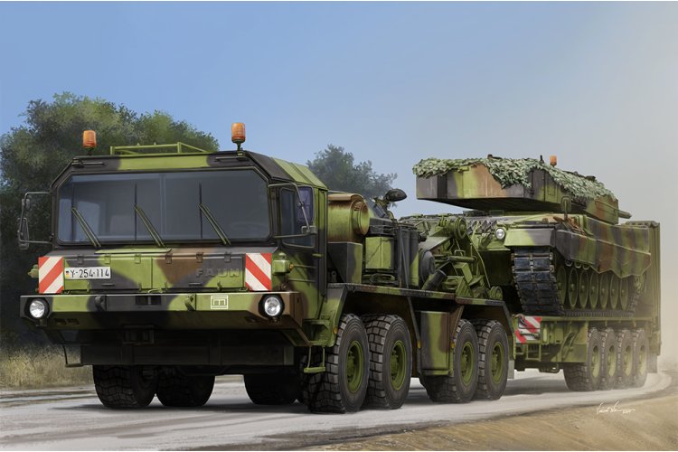 1:35 Trumpeter 01070 FAUN SLT 50-3 Elefant met SaAnh.52t Oplegger - Duitse Zware Tanktransporter - Tru01070 1 - TRU01070