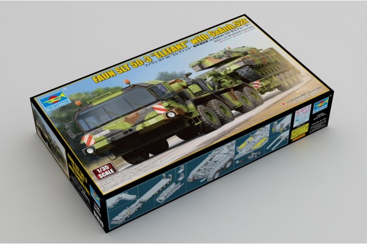 1:35 Trumpeter 01070 FAUN SLT 50-3 Elefant met SaAnh.52t Oplegger - Duitse Zware Tanktransporter - Tru01070 2 - TRU01070