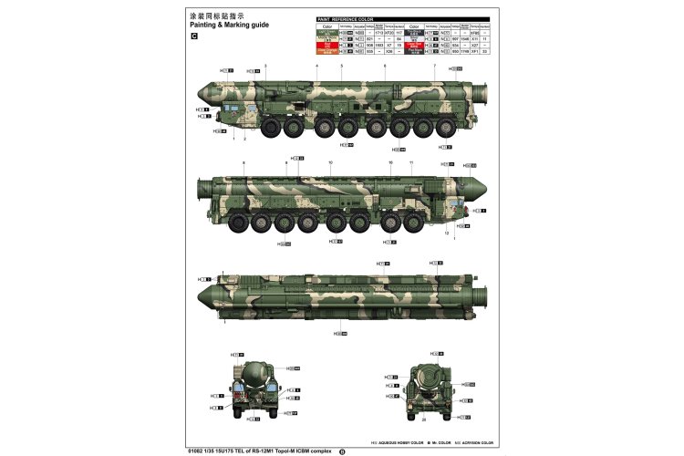 1:35 Trumpeter 01082 15U175 TEL van RS-12M1 Topol-M ICBM-complex - Russische Mobiele Raketlanceerder - Tru01082 6 - TRU01082