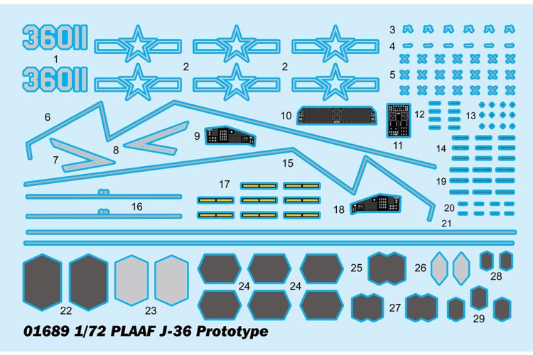 1:72 Trumpeter 01689 PLAAF J-36 Prototype - Chinees Gevechtsvliegtuig - Tru01689 3 - TRU01689