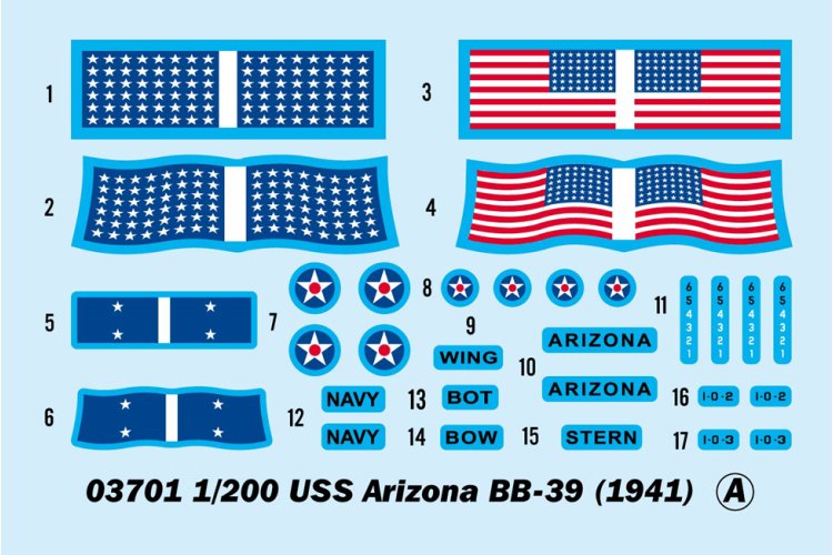 1:200 Trumpeter 03701 USS Arizona BB-39 1941 WWII - Pennsylvania-klasse - Amerikaans Slagschip - Tru03701 3 - TRU03701