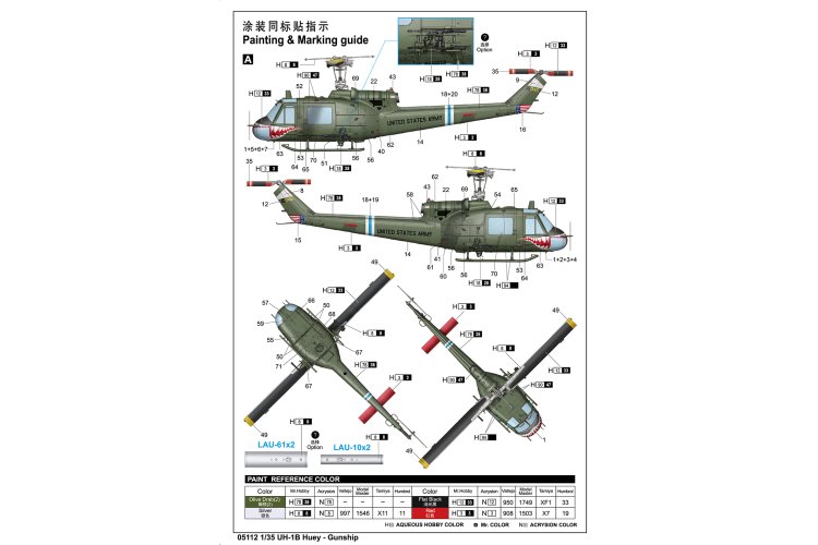 1:35 Trumpeter 05112 UH-1B Huey Gunship - Amerikaanse Militaire Helikopter - Tru05112 5 - TRU05112