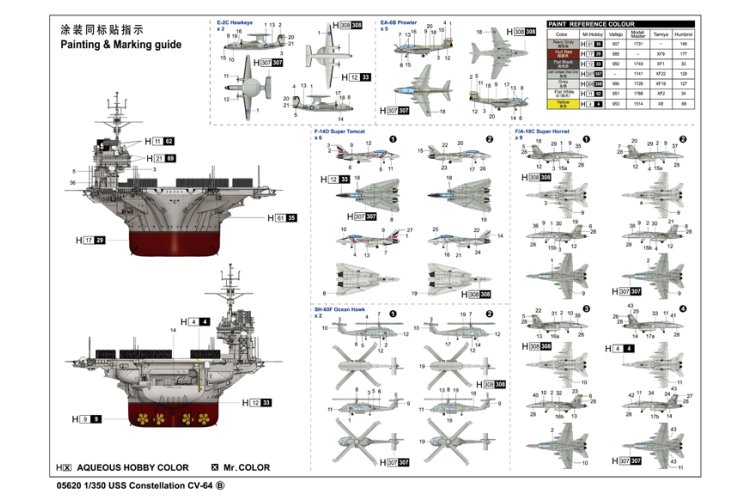 1:350 Trumpeter 05620 USS Constellation CV-64 - Kitty Hawk-klasse - Amerikaans Vliegdekschip - Tru05620 6 - TRU05620
