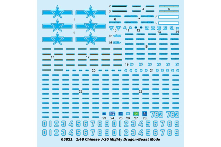 1:48 Trumpeter 05821 Chengdu J-20 Mighty Dragon Beast Mode - Chinees Stealth-Jachtvliegtuig - Tru05821 3 - TRU05821